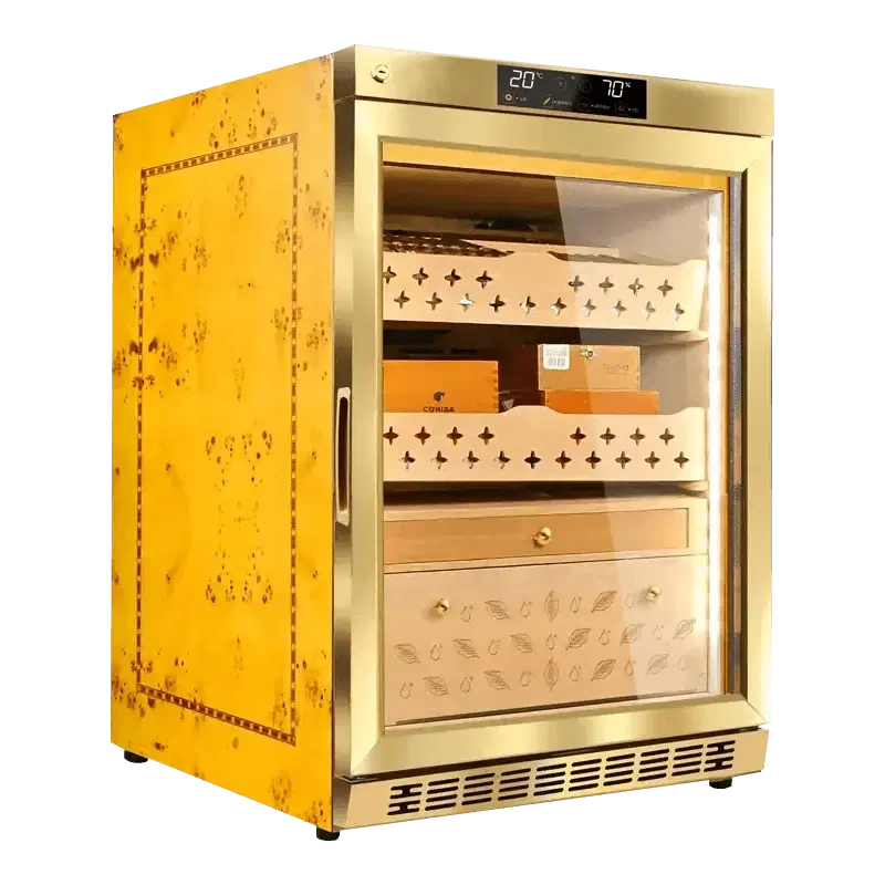 Cava de charutos Hygros MON800A Petit com acabamento dourado